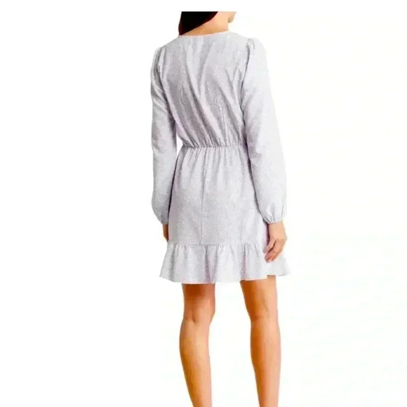 Abound Womens Med Long Sleeve Lavender Floral Ruffle Surplice Mini Dress - Picture 2 of 10